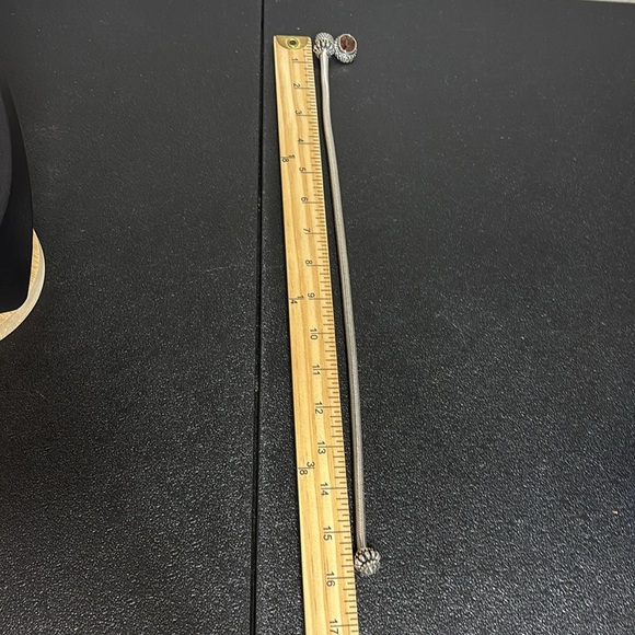 Silver Tone Magnetic Front Smoky Stone Brown Mesh Choker Necklace - Picture 10 of 11